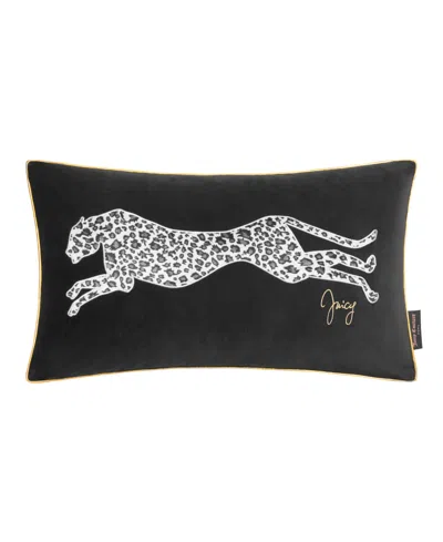 Juicy Couture Velvet Cheetah Decorative Pillow, 14" X 24 In Black