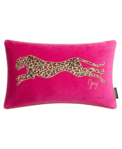 Juicy Couture Velvet Cheetah Decorative Pillow, 14" X 24 In Hot Pink
