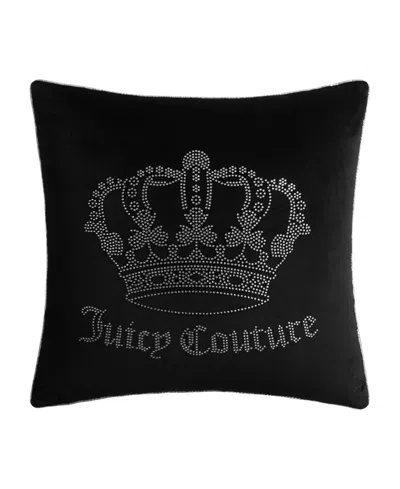 Juicy Couture Velvet Novelty Decorative Pillow, 20" X 20" In Black