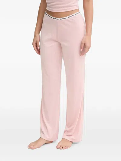 Juicy Couture Vicky Logo-waistband Ribbed Trousers In Pink