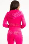 Juicy Couture Virgo Customizable Big Bling Velour Hoodie In Pink