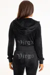 Juicy Couture Virgo Customizable Big Bling Velour Hoodie In Black