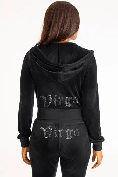 Juicy Couture Virgo Customizable Big Bling Velour Hoodie In Black