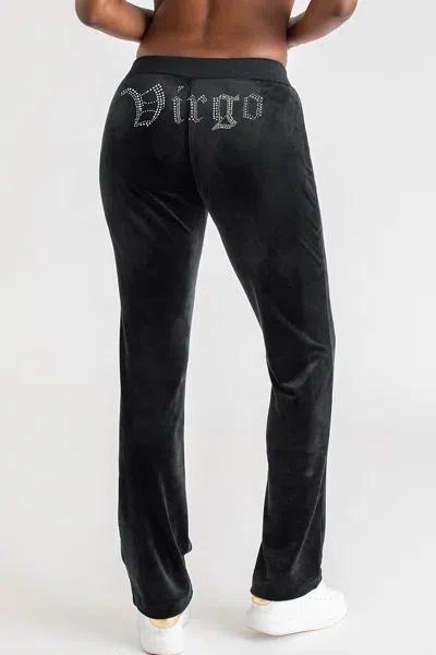 Juicy Couture Virgo Customizable Big Bling Velour Track Pants In Black