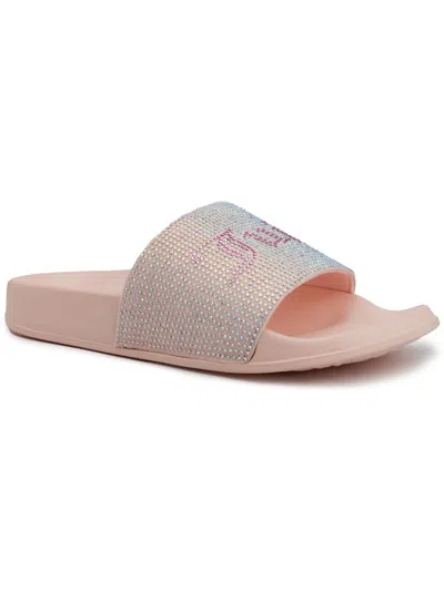 Juicy Couture Wander Womens Embellished Slip-on Slide Sandals In Pink
