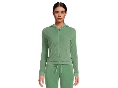 Juicy Couture Washed Towel Terry Heritage Jacket With Graphic In Green