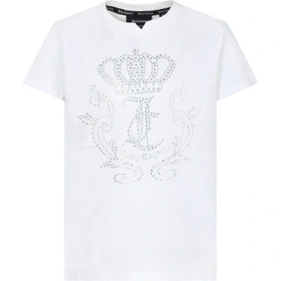 Juicy Couture Kids' White T-shirt For Girl With Strass