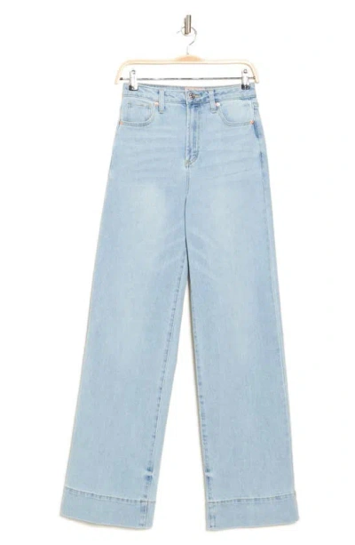 Juicy Couture Wide Cuff Wide Leg High Rise Jeans In Indigo Light Wash