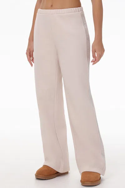 Juicy Couture Wide Leg Fleece Pants With Side Bling In Neutral
