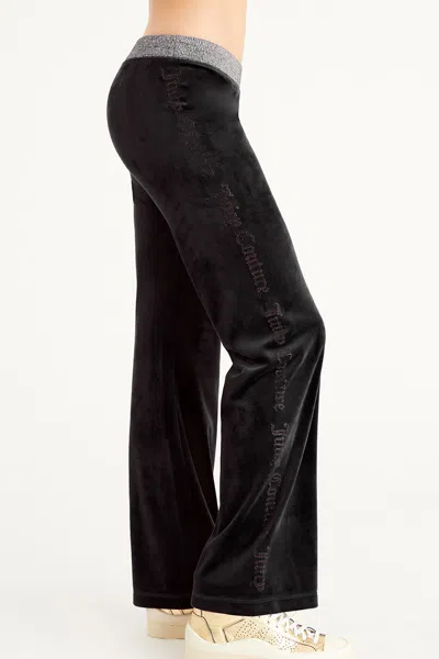 Juicy Couture Wide Leg Pants With Side Bling In Black