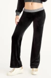 Juicy Couture Wide Leg Velour Track Pants In Liquorice