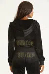 Juicy Couture Wifey Customizable Big Bling Velour Hoodie In Black