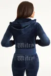 Juicy Couture Wifey Customizable Big Bling Velour Hoodie In Blue