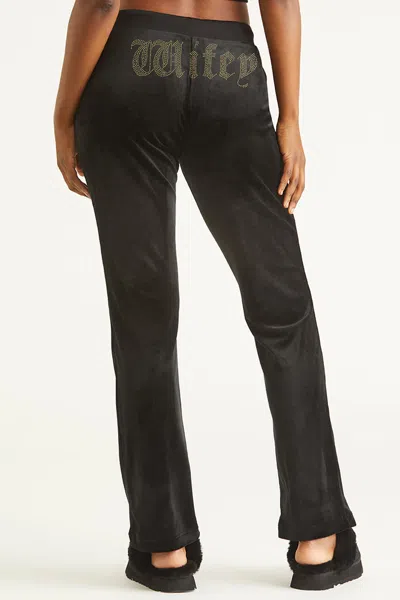 Juicy Couture Wifey Customizable Big Bling Velour Track Pants In Black