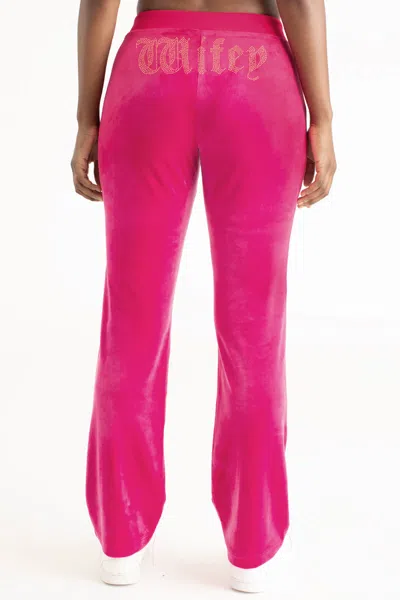 Juicy Couture Wifey Customizable Big Bling Velour Track Pants In Pink