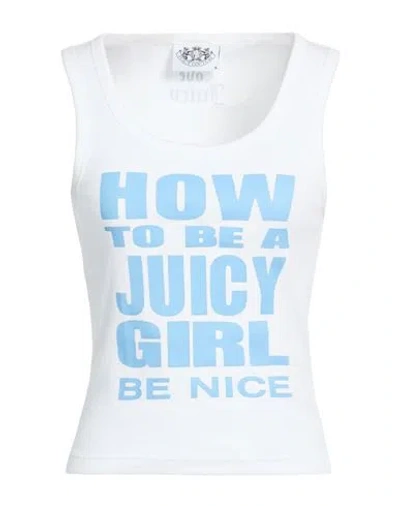 Juicy Couture Woman Tank Top White Size L Cotton, Elastane
