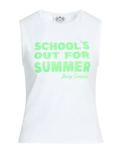 Juicy Couture Woman Tank Top White Size L Cotton, Elastane
