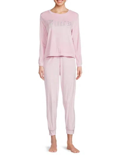 Juicy Couture Women's 2-piece Logo Top & Pants Pajama Set In Pink