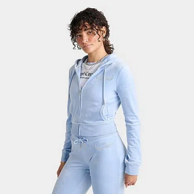 Juicy Couture Women's Angel Reese X Big Bling Velour Full-zip Hoodie In Blue