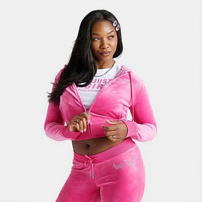 Juicy Couture Women's Angel Reese X Big Bling Velour Full-zip Hoodie In Pink