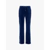 Juicy Couture Womens Blue Depths Tina Rhinestone-embellished Velour Jogging Bottoms