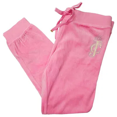 Juicy Couture Women's Brooch Velour Slim Track Pants In Pink
