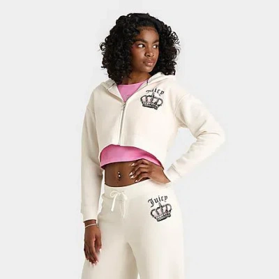 Juicy Couture Women's Crown Fleece Full-zip Hoodie In Cloud