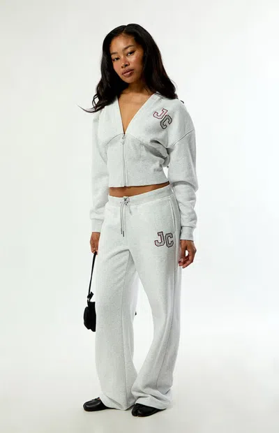 Juicy Couture Women's Drawstring Wide Leg Track Pants In Heather Gray