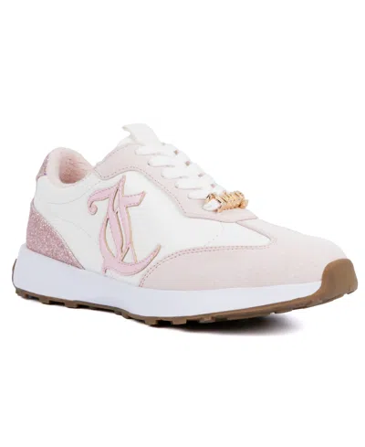 Juicy Couture Women's Eunice Lace-up Sneakers In Blush,white