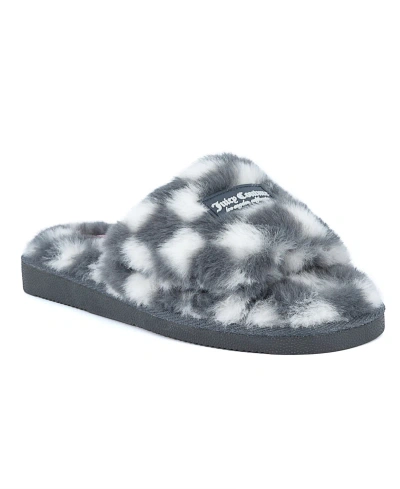 Juicy Couture Women's Hiero Slip-on Checkered Slippers In Gray