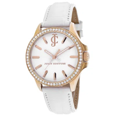 Juicy Couture Jetsetter Crystal Bezel 38mm Watch In White