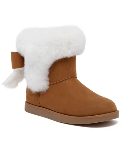 Juicy Couture Women's Kenia Cozy Bow Detail Booties In Brown