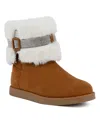 Juicy Couture Kursive Womens Faux Fur Faux Suede Booties In Cognac