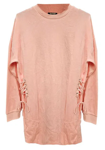 Juicy Couture Women's Morning Track Velour Shift Dress With Lacing In Blush In Gold