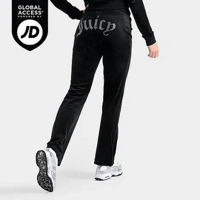 Juicy Couture Women's Og Big Bling Velour Track Pants In Black