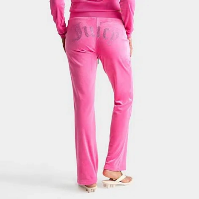 Juicy Couture Women's Og Big Bling Velour Track Pants In Pink