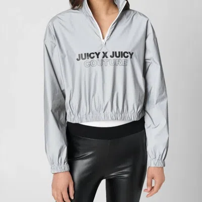 Juicy Couture Women's Reflective Half Zip Up Jacket In Silver In Grey