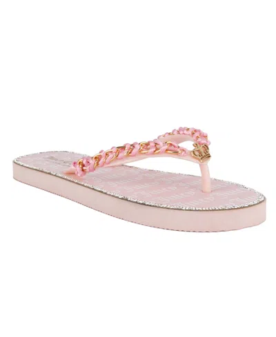 Juicy Couture Women's Spacey 2 Chain Detail Flip Flop Sandals In Blush
