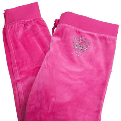 Juicy Couture Women's Studded Crown Logo Track Velour Zuma Pant In Magenta In Pink