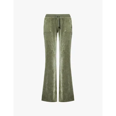Juicy Couture Womens Thyme Caisa Ultra Logo-print Cotton-blend Tracksuit Bottoms In Thyme