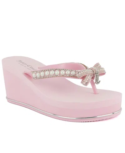 Juicy Couture Women's Uche Eva Wedge Sandals In Blush,white