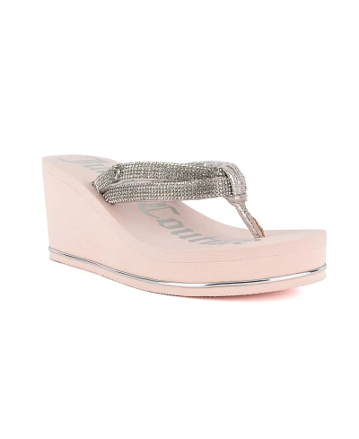 Juicy Couture Women's Unwind Rhinestone Platform Wedge Sandals In Blush