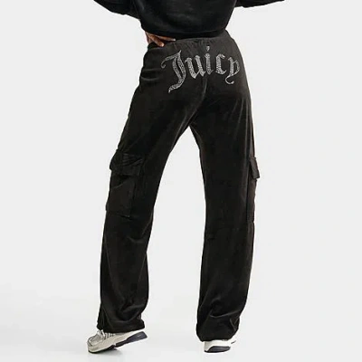 Juicy Couture Women's Velour Cargo Pants In Liquorice