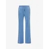 JUICY COUTURE JUICY COUTURE WOMEN'S WASHED BLUE DENIM TINA RHINESTONE-EMBELLISHED VELOUR JOGGING BOTTOMS
