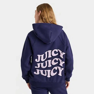 Juicy Couture Women's Wave Fleece Hoodie In Navy/orchid