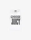 Juicy Couture Womens White Choose Juicy Stretch-cotton Jersey Top In White