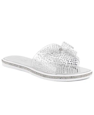 Juicy Couture Women's Yamara Slide Flat Sandals In Clear,silver