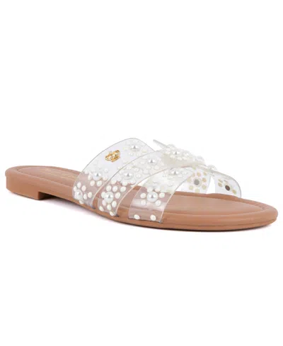 Juicy Couture Women's Zimie Slip-on Flat Sandals In Clear,ivory Pearl