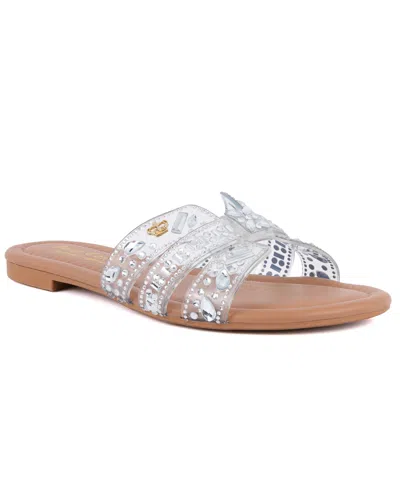 Juicy Couture Women's Zimie Slip-on Flat Sandals In Clear,silver