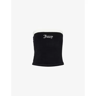 Juicy Couture Womens Black Appliqué-logo Bandeau Cotton-terry Top